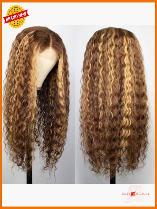 28 Inch Highlight Ombre Lace Front Wig Human Hair 13x4 HD Deep Wave 180 Density main image 4